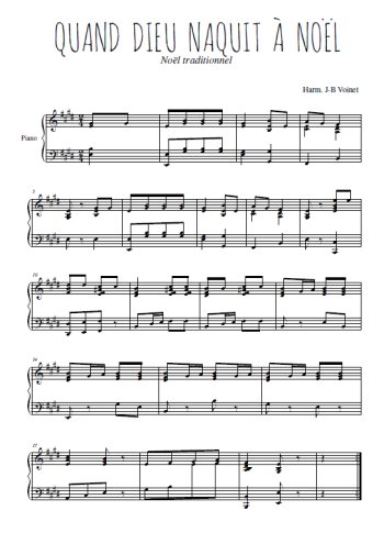 Téléchargez l'arrangement pour piano de la partition de Quand Dieu naquit à Noël en PDF